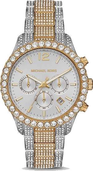 michael kors oversized layton pavé two-tone watch|Oversized Layton Pavé Silver.